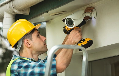 Field Engineer installing network equipment in server rack
